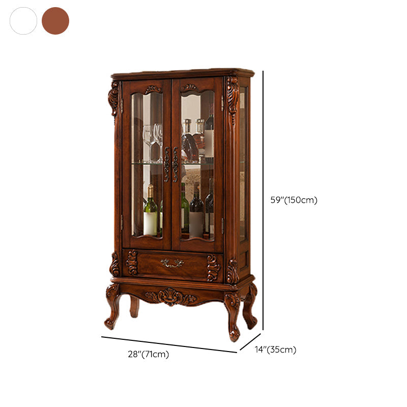 Traditional Curio Cabinet Birch Hutch Cabinet with Doors for Living Room Clearhalo 'Display & China Cabinets' 'display_china_cabinets' 'furn' 'furn_display_china_cabinets' 'Furniture' 'Kitchen & Dining Furniture' 6598358