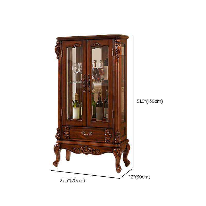 Traditional Curio Cabinet Birch Hutch Cabinet with Doors for Living Room Clearhalo 'Display & China Cabinets' 'display_china_cabinets' 'furn' 'furn_display_china_cabinets' 'Furniture' 'Kitchen & Dining Furniture' 6598360