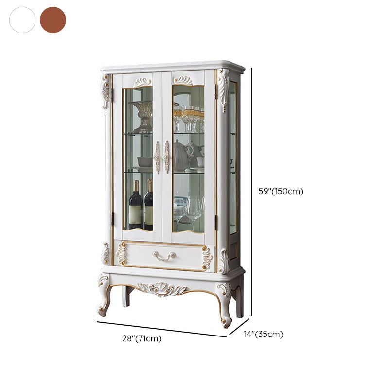 Traditional Curio Cabinet Birch Hutch Cabinet with Doors for Living Room Clearhalo 'Display & China Cabinets' 'display_china_cabinets' 'furn' 'furn_display_china_cabinets' 'Furniture' 'Kitchen & Dining Furniture' 6598362