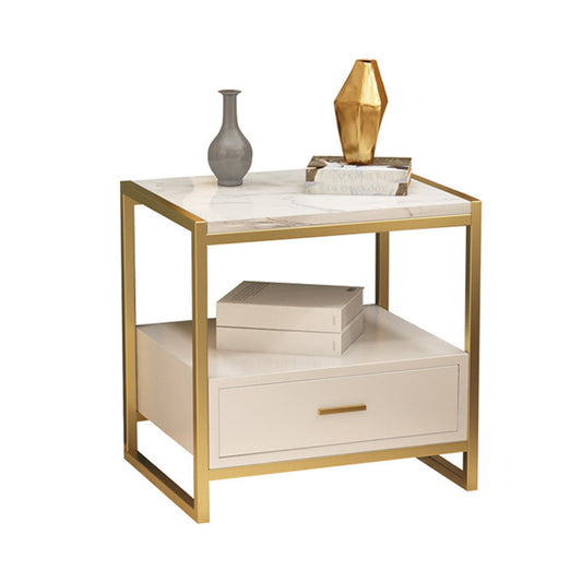 Marmorbett Nachttisch offener Aufbewahrungsschrank mit Schublade
