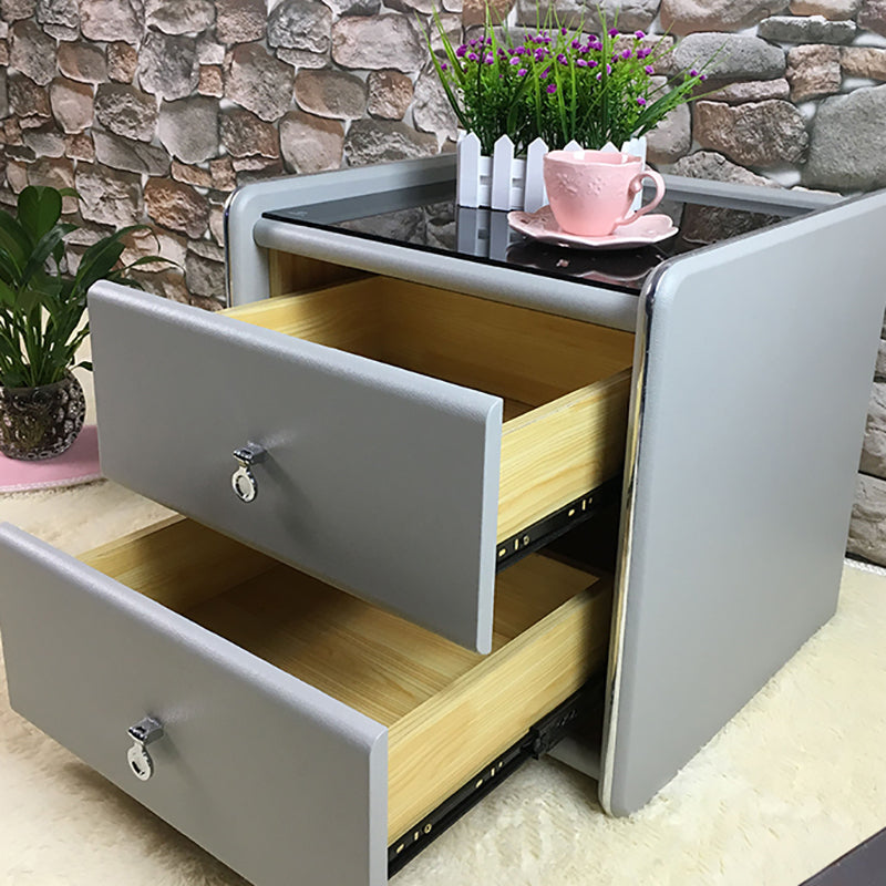 Glasbett Nachttisch zeitgenössischer Nachtschrank mit Schubladen