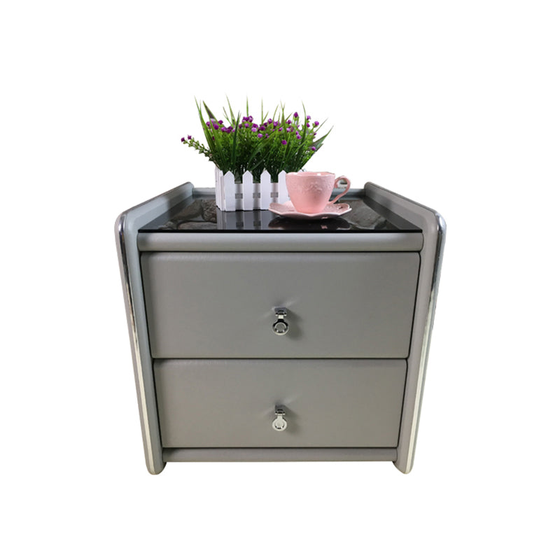 Glasbett Nachttisch zeitgenössischer Nachtschrank mit Schubladen