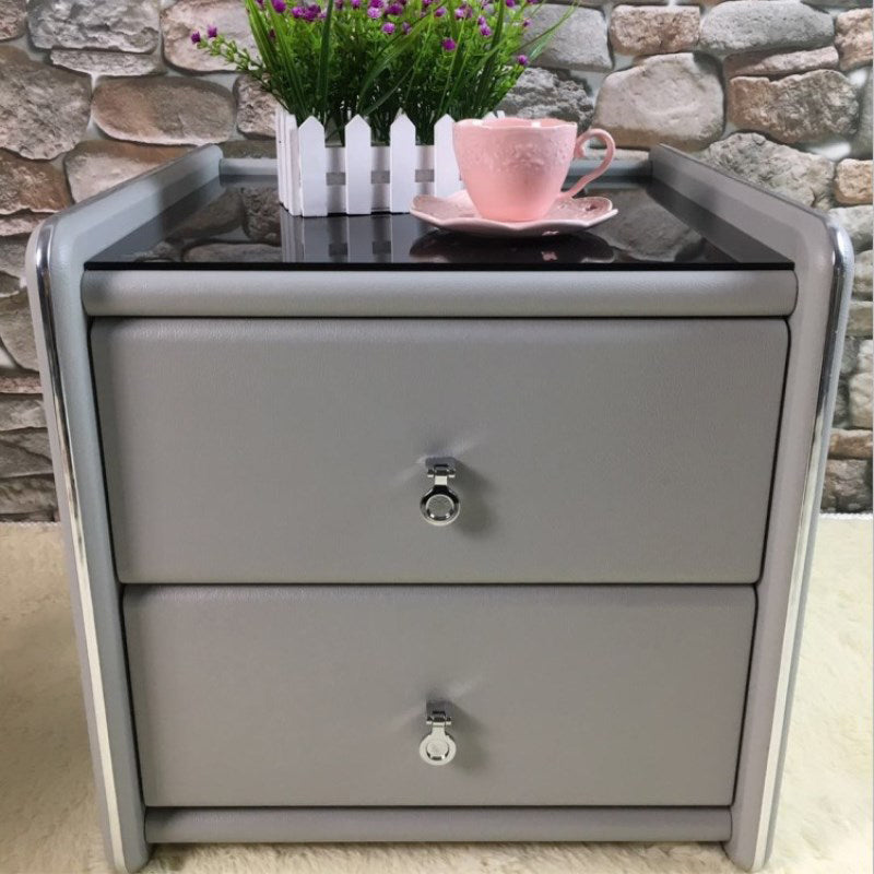 Glasbett Nachttisch zeitgenössischer Nachtschrank mit Schubladen