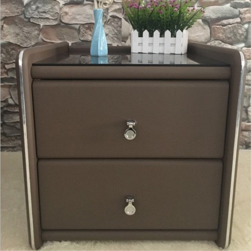 Glasbett Nachttisch zeitgenössischer Nachtschrank mit Schubladen