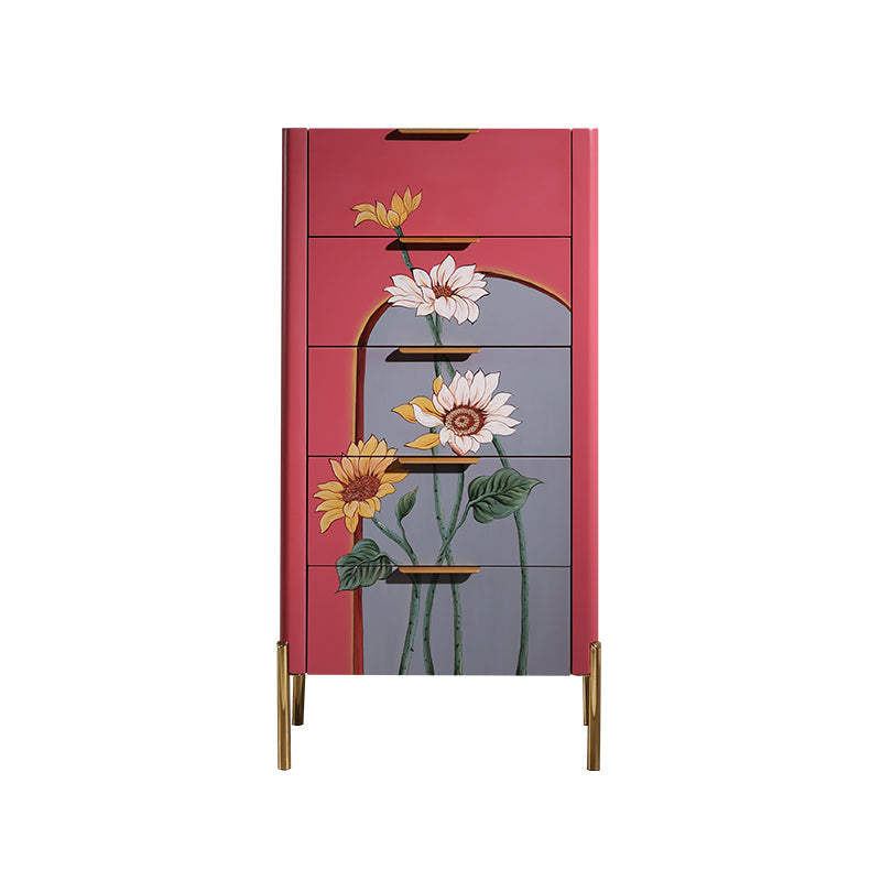 15.6-inch Width Modern Storage Chest Dresser Stone Storage Chest 21"L x 16"W x 33"H Rose Red Clearhalo 'Bedroom Furniture' 'Dressers & Chests' 'dressers_chests' 'furn' 'furn_dressers_chests' 'Furniture' 6598748