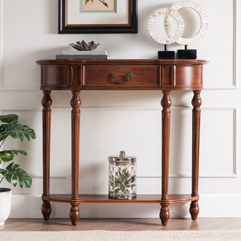 Victorian Rubber Wood End Table Free Form Sofa Console Table for Hall Brown Clearhalo 'Console Tables' 'console_tables' 'Entry & Mudroom Furniture' 'furn' 'furn_console_tables' 'Furniture' 6598873