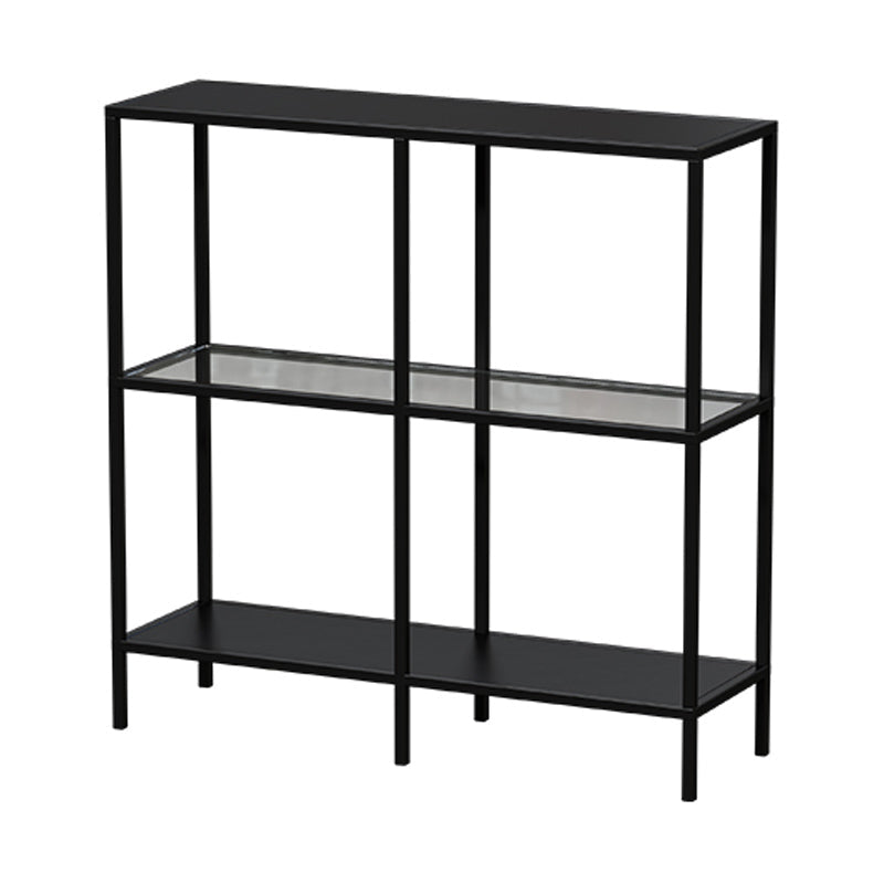 Contemporary Rectangle Console Accent Table Antique Finish Console Sofa Table in Metal 31.5"L x 9.8"W x 31.5"H Black Clearhalo 'Console Tables' 'console_tables' 'Entry & Mudroom Furniture' 'furn' 'furn_console_tables' 'Furniture' 6598929