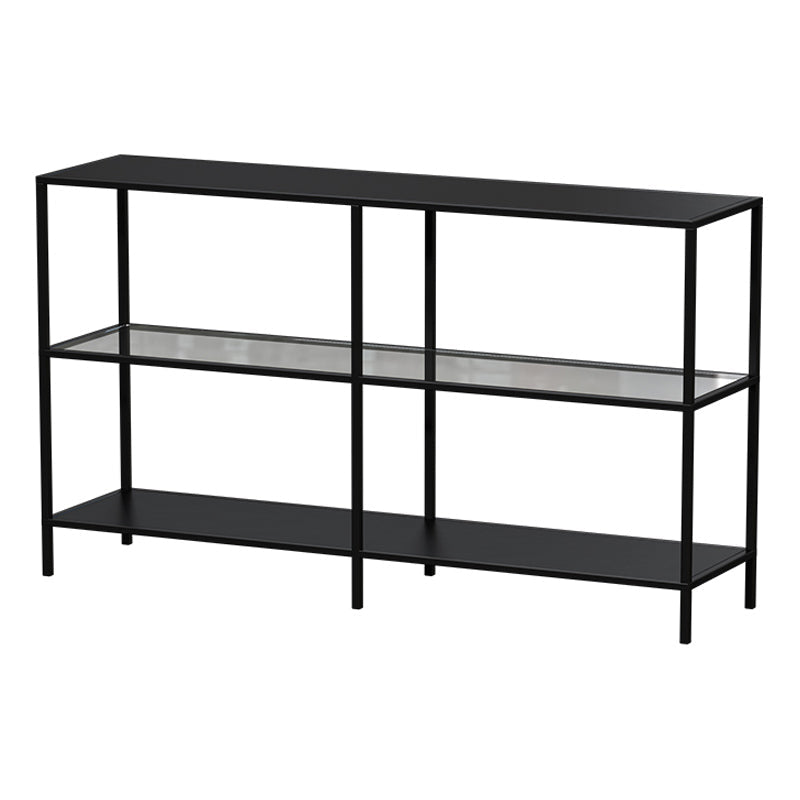 Contemporary Rectangle Console Accent Table Antique Finish Console Sofa Table in Metal 59"L x 12"W x 31"H Black Clearhalo 'Console Tables' 'console_tables' 'Entry & Mudroom Furniture' 'furn' 'furn_console_tables' 'Furniture' 6598934
