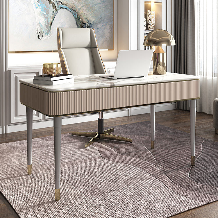 Escritorio de escritura rectangular de glamour Desk de oficina de piedra con 2/3 cajones