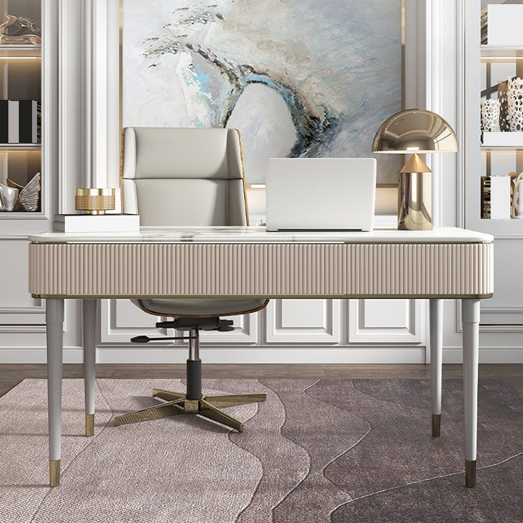 Escritorio de escritura rectangular de glamour Desk de oficina de piedra con 2/3 cajones