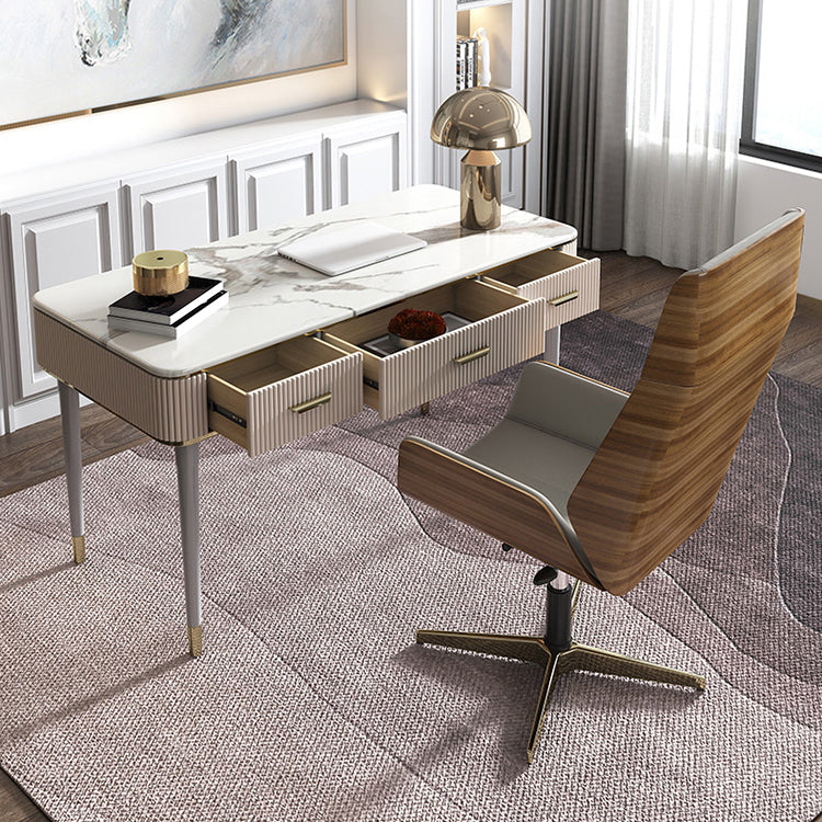 Escritorio de escritura rectangular de glamour Desk de oficina de piedra con 2/3 cajones