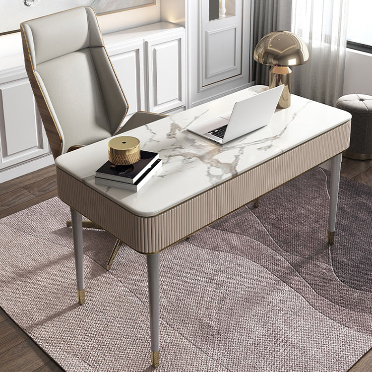 Escritorio de escritura rectangular de glamour Desk de oficina de piedra con 2/3 cajones