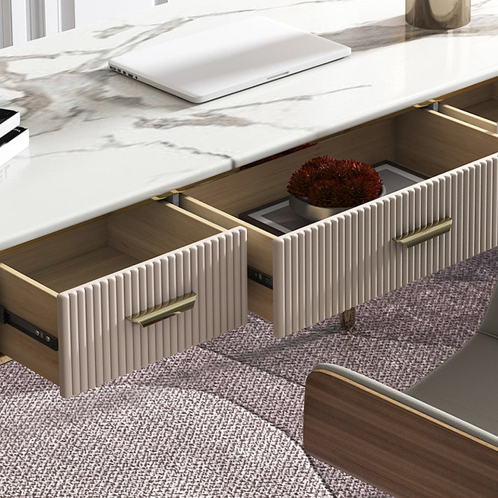 Escritorio de escritura rectangular de glamour Desk de oficina de piedra con 2/3 cajones