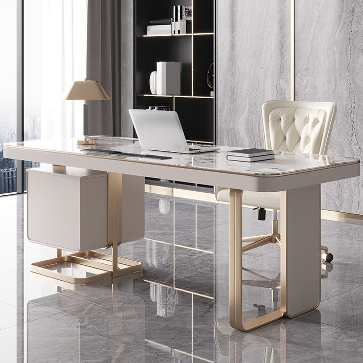 29.25-inch H Hedendaagse computerbureau gebogen stenen bureau