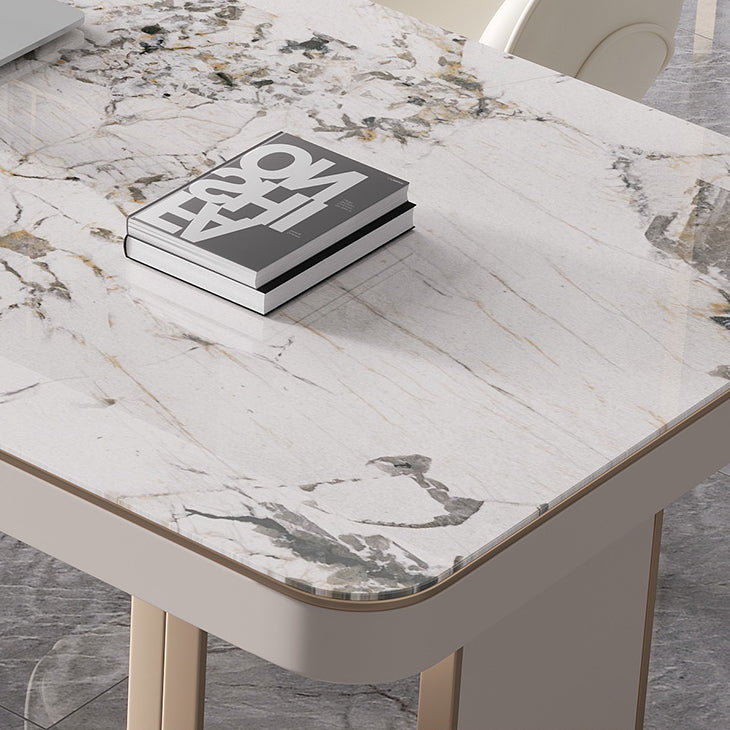 29.25-inch H Hedendaagse computerbureau gebogen stenen bureau