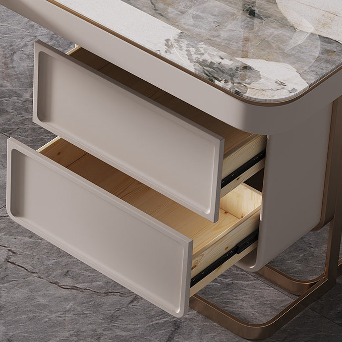 29.25-inch H Hedendaagse computerbureau gebogen stenen bureau