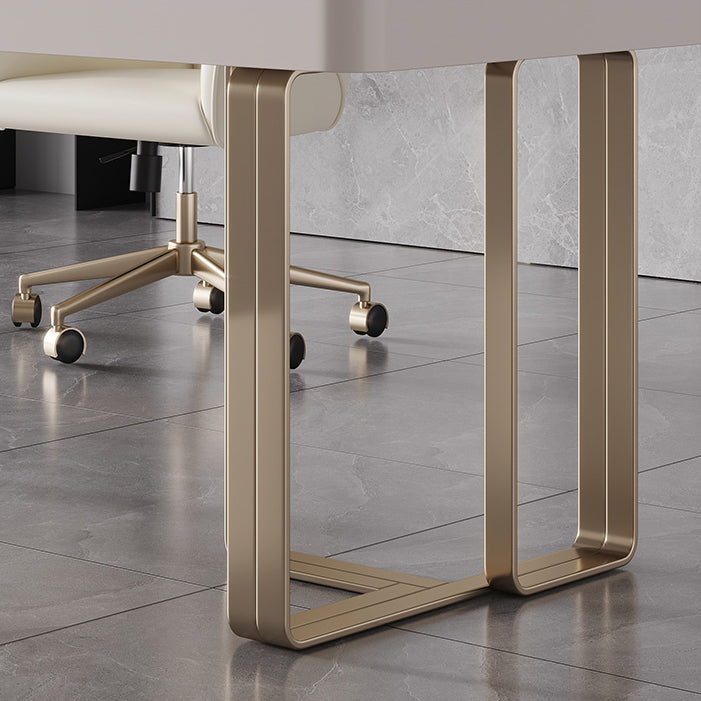 29,25 inch H Classic Glam Office Desk Curved Stone Computer Desk