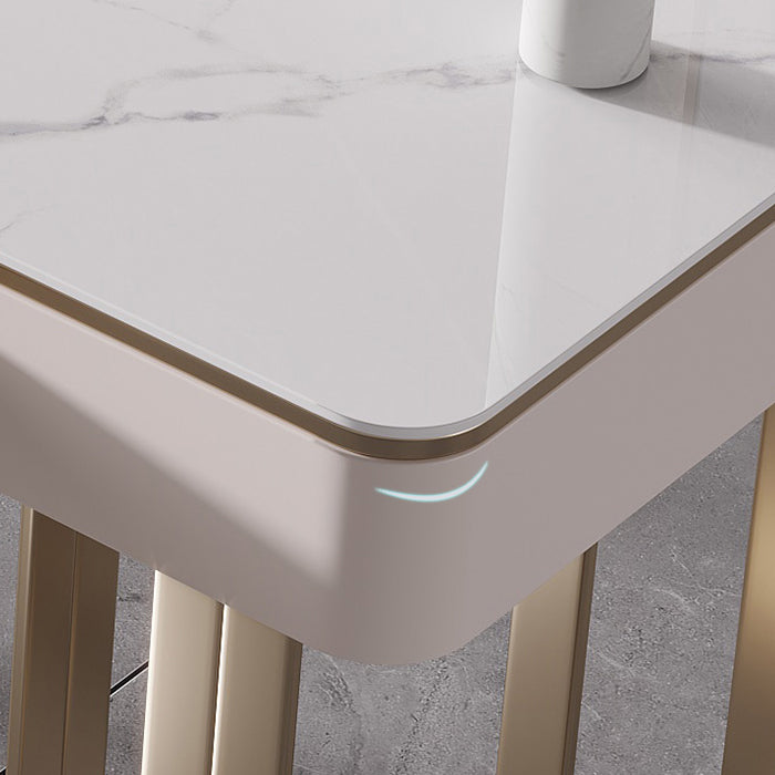 29,25 inch H Classic Glam Office Desk Curved Stone Computer Desk