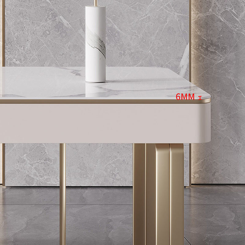 29,25 inch H Classic Glam Office Desk Curved Stone Computer Desk