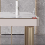 29,25 inch H Classic Glam Office Desk Curved Stone Computer Desk