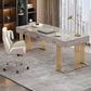 29.25-inch Height Classic Glam Writing Desk Curved Stone Office Desk