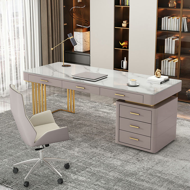 29.25-inch Height Classic Glam Office Desk Curved Stone Writing Desk Clearhalo 'furn' 'furn_office_desk' 'Furniture' 'Office Desks' 'Office Furniture' 'office_desk' 6599618