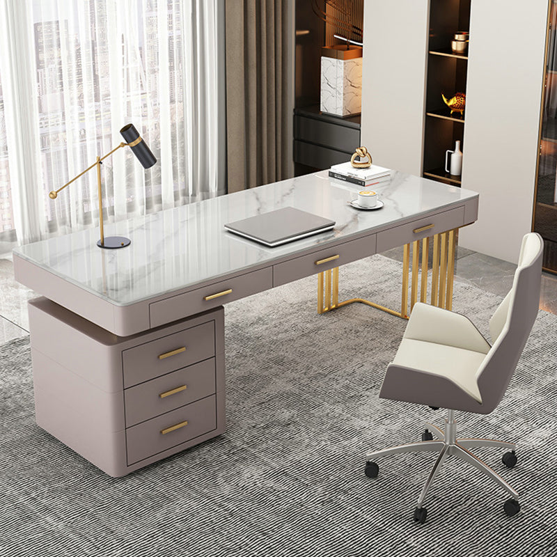 29.25-inch Height Classic Glam Office Desk Curved Stone Writing Desk Clearhalo 'furn' 'furn_office_desk' 'Furniture' 'Office Desks' 'Office Furniture' 'office_desk' 6599619