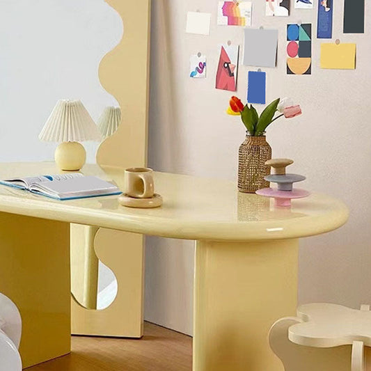 Massivholz ovaler Schreibtisch Schlittenbasis 29,53 "großer Büroschreibtisch