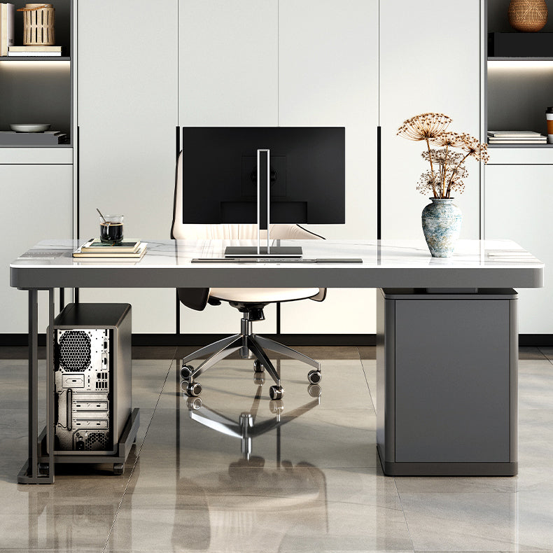 29.25-inch H Hedendaagse computerbureau gebogen stenen bureau