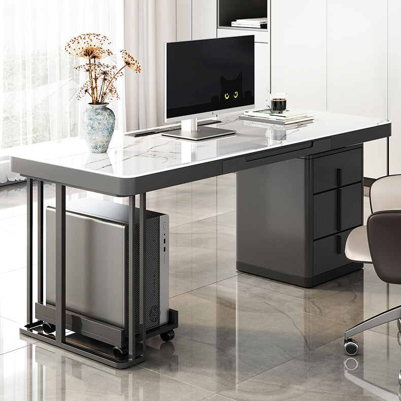 29.25-inch H Hedendaagse computerbureau gebogen stenen bureau