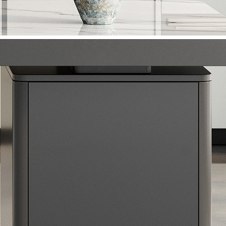 29.25-inch H Hedendaagse computerbureau gebogen stenen bureau