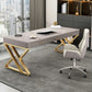 29.25 "H Classic Glam Office Desk Curved Shape Stone Writing Desk