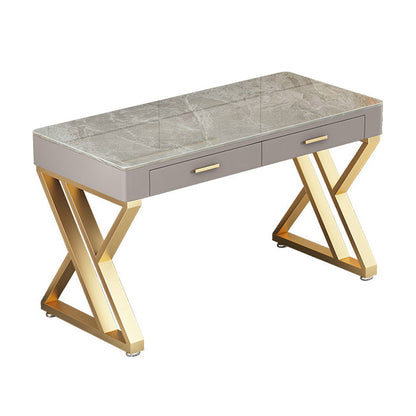 29.25-inch H Classic Glam Writing Desk Desk Curved Stone Office Desk