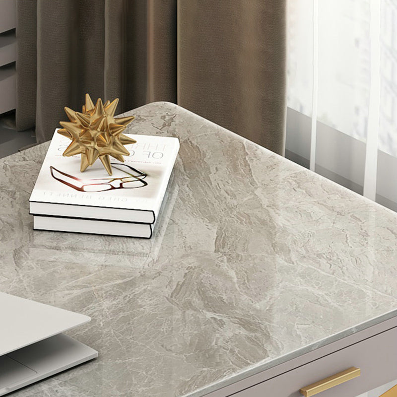 29.25-inch H Classic Glam Writing Desk Desk Curved Stone Office Desk