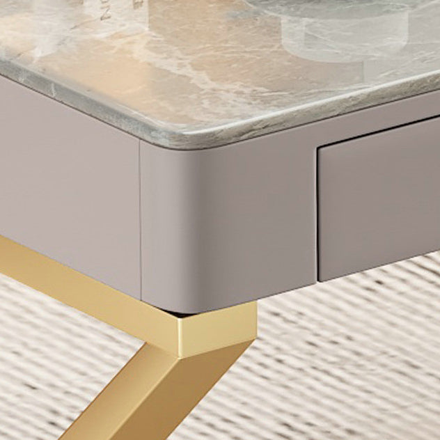 29.25-inch H Classic Glam Writing Desk Desk Curved Stone Office Desk