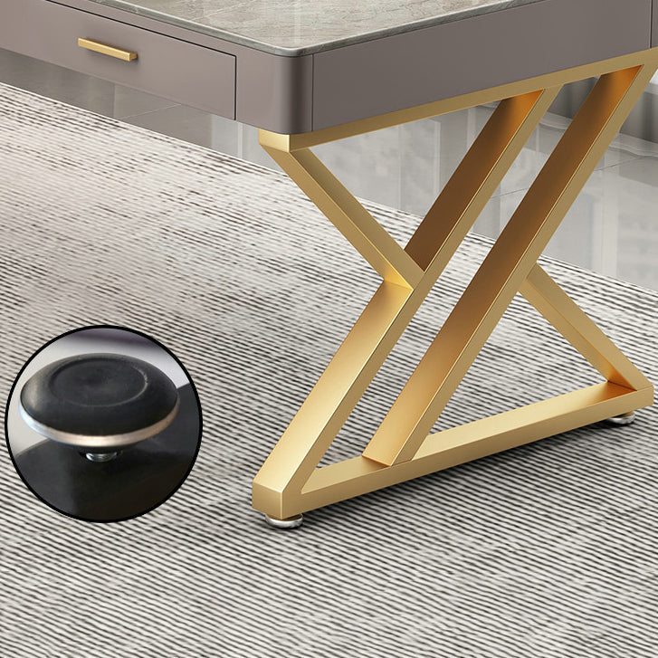 29.25-inch H Classic Glam Writing Desk Desk Curved Stone Office Desk