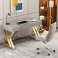 29.25-inch H Classic Glam Writing Desk Desk Curved Stone Office Desk