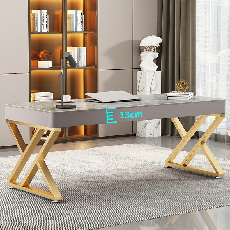 29.25-inch H Classic Glam Writing Desk Desk Curved Stone Office Desk