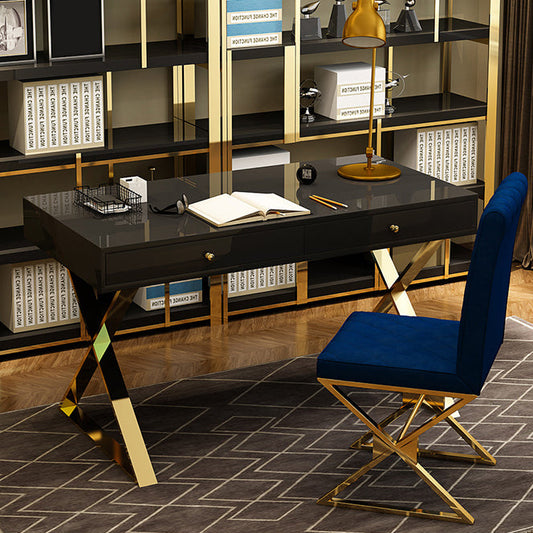 Glamour rechteckiger Schreibtisch Büro Holzbüroschreibtisch mit Metallbeinen