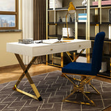 Scrivania rettangolare da scrittura rettangolare da ufficio in legno con gambe metalliche