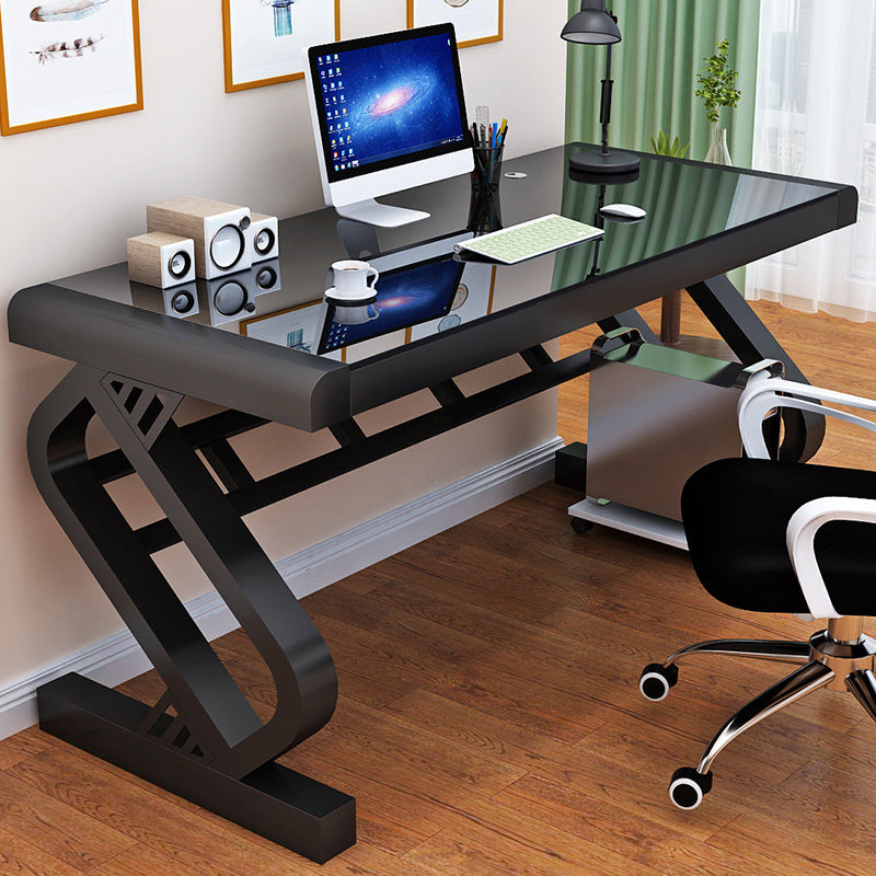 29.53" H Contemporary Rectangular Computer Desk Antique Finish Office Desk Black Black Clearhalo 'furn' 'furn_office_desk' 'Furniture' 'Office Desks' 'Office Furniture' 'office_desk' 6599835
