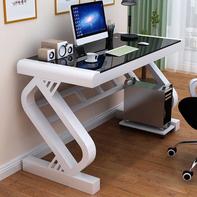 29.53" H Contemporary Rectangular Computer Desk Antique Finish Office Desk White Black Clearhalo 'furn' 'furn_office_desk' 'Furniture' 'Office Desks' 'Office Furniture' 'office_desk' 6599837