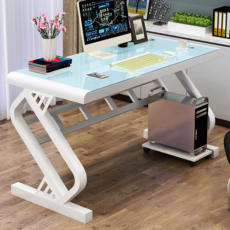 29.53" H Contemporary Rectangular Computer Desk Antique Finish Office Desk White White Clearhalo 'furn' 'furn_office_desk' 'Furniture' 'Office Desks' 'Office Furniture' 'office_desk' 6599838
