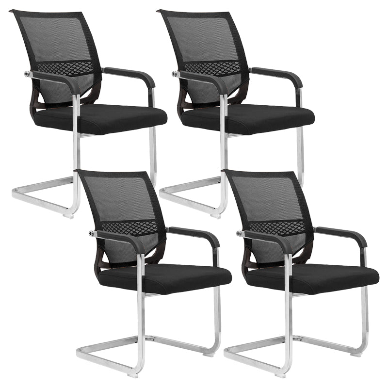 No Wheels Office Chair Modern Fixed Arms Upholstered No Distressing Desk Chair Black 4 Piece Set Clearhalo 'furn' 'furn_office_chair' 'Furniture' 'Office Chairs' 'Office Furniture' 'office_chair' 6599932