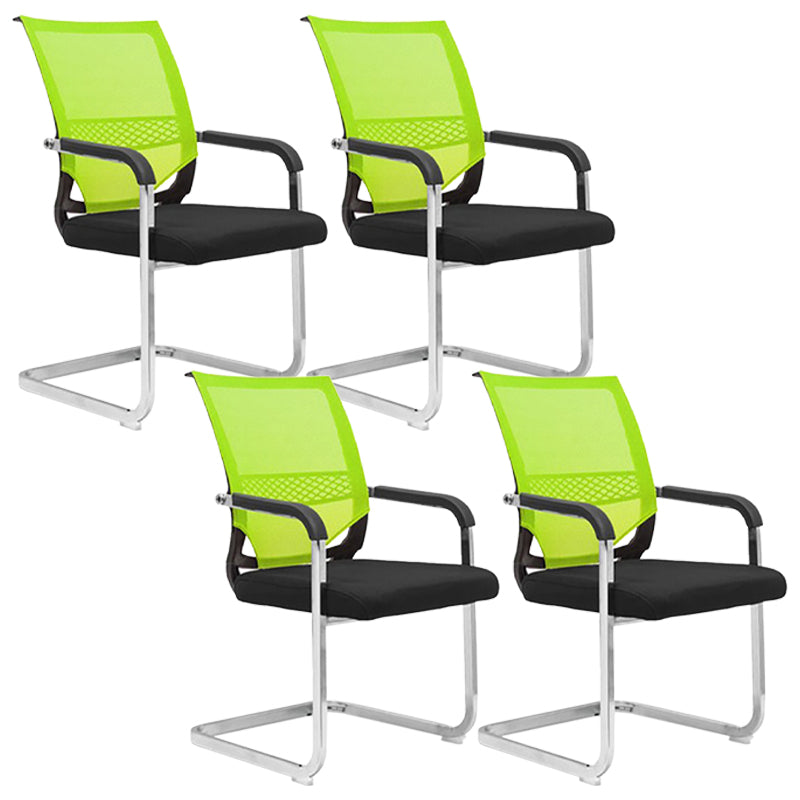 No Wheels Office Chair Modern Fixed Arms Upholstered No Distressing Desk Chair Green 4 Piece Set Clearhalo 'furn' 'furn_office_chair' 'Furniture' 'Office Chairs' 'Office Furniture' 'office_chair' 6599943