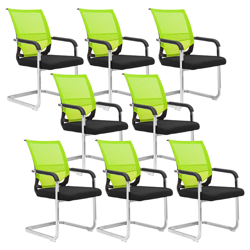 No Wheels Office Chair Modern Fixed Arms Upholstered No Distressing Desk Chair Green 8 Piece Set Clearhalo 'furn' 'furn_office_chair' 'Furniture' 'Office Chairs' 'Office Furniture' 'office_chair' 6599945