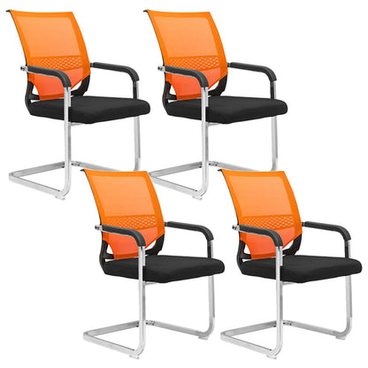 No Wheels Office Chair Modern Fixed Arms Upholstered No Distressing Desk Chair Orange 4 Piece Set Clearhalo 'furn' 'furn_office_chair' 'Furniture' 'Office Chairs' 'Office Furniture' 'office_chair' 6599948