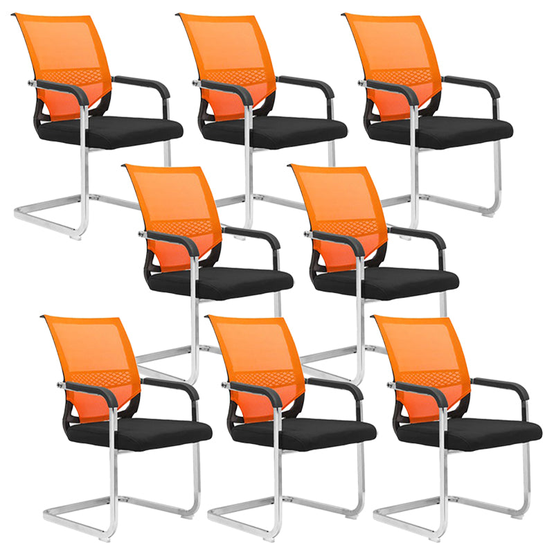 No Wheels Office Chair Modern Fixed Arms Upholstered No Distressing Desk Chair Orange 8 Piece Set Clearhalo 'furn' 'furn_office_chair' 'Furniture' 'Office Chairs' 'Office Furniture' 'office_chair' 6599949