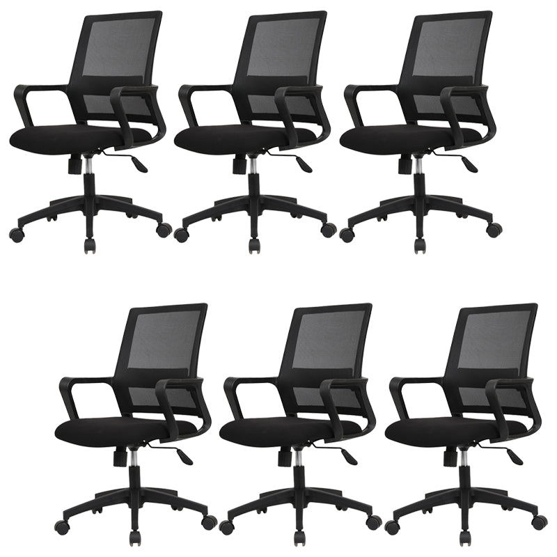 Modern Office Chair Fixed Arms Upholstered No Distressing Desk Chair Black 6 Piece Set Casters Included Clearhalo 'furn' 'furn_office_chair' 'Furniture' 'Office Chairs' 'Office Furniture' 'office_chair' 6599975
