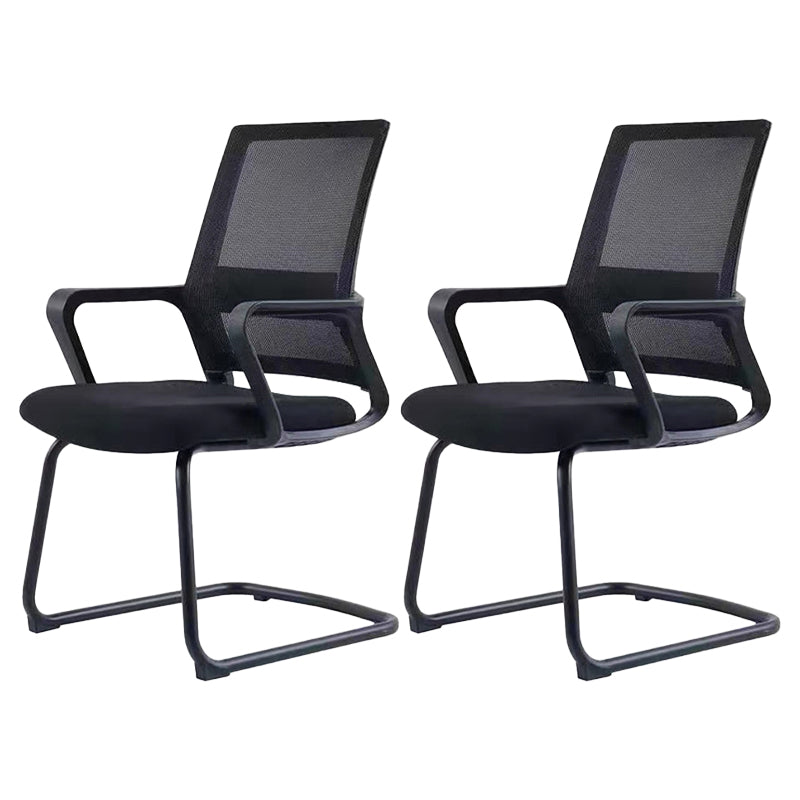 Modern Office Chair Fixed Arms Upholstered No Distressing Desk Chair Black 2 Piece Set Casters Not Included Clearhalo 'furn' 'furn_office_chair' 'Furniture' 'Office Chairs' 'Office Furniture' 'office_chair' 6599986